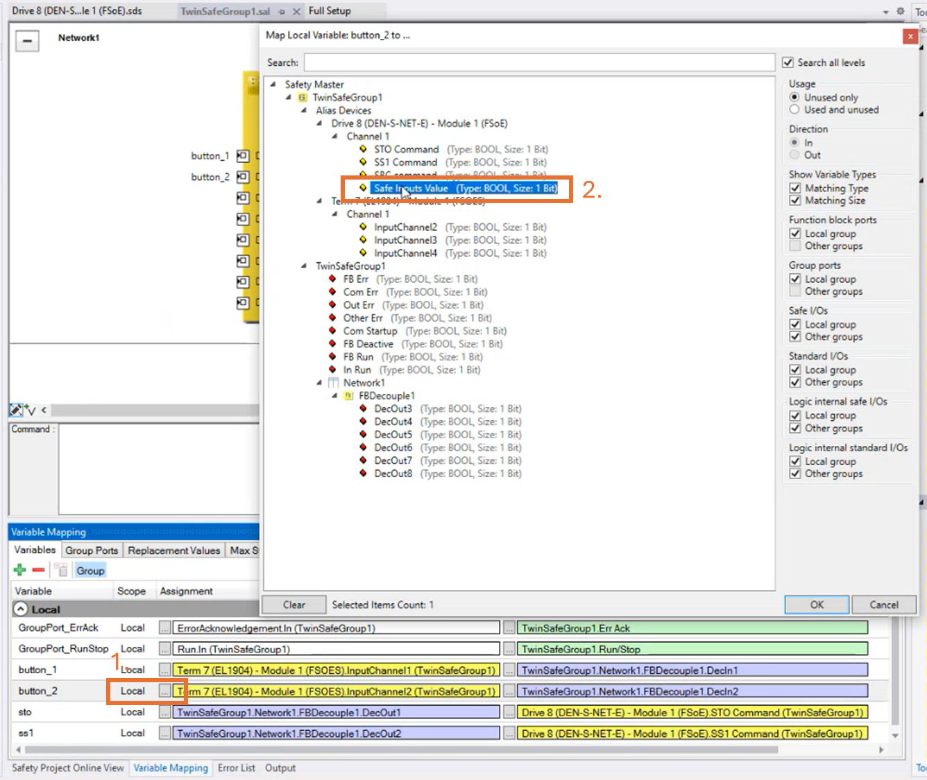 Setting up an FSoE application with TwinCAT
